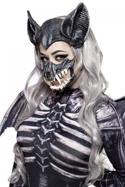 Komplett-Kostüm Skull Bat Lady  -Schwarz-Grau