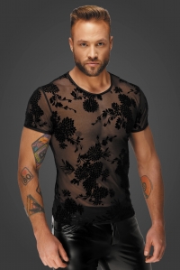 Mens T-shirt with flock embroidery - Noir Handmade